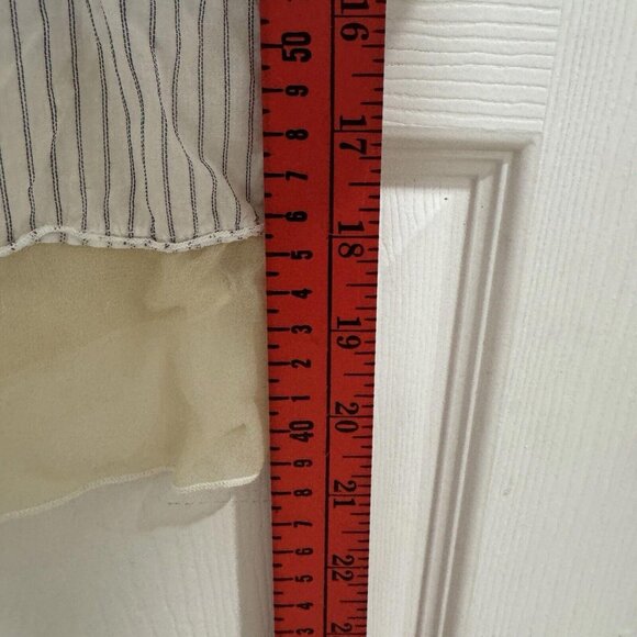 Johnny Was Women's Sz L Striped Button-up Top w/Gauzy‎ Trim at Hem Blue/White - Picture 7 of 9